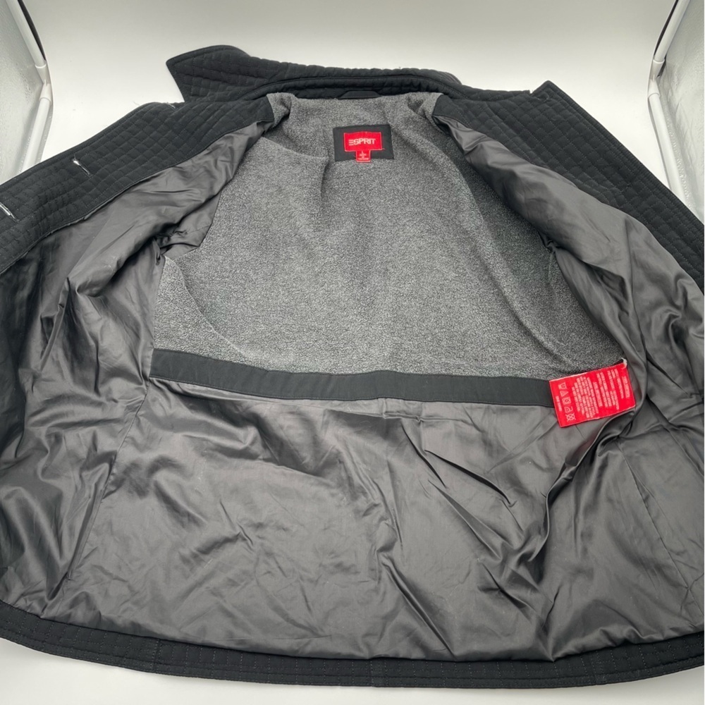Esprit Quilted Jacket Full Zip Pockets Black Women’s Large Button Lined Y2K - Picture 12 of 13